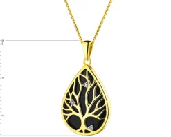 Zawieszka z żółtego złota z diamentami - drzewko - próba 585