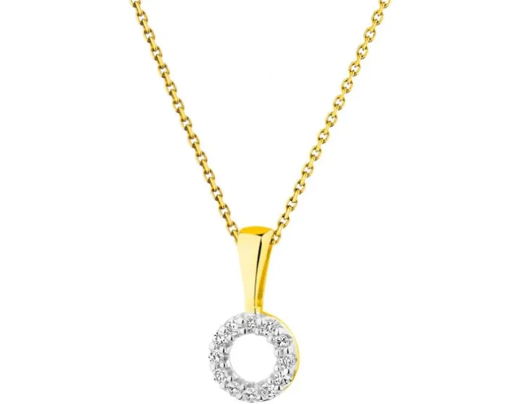Zawieszka z żółtego złota z diamentami - koło - 0,02 ct - próba 375
