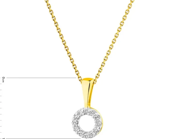 Zawieszka z żółtego złota z diamentami - koło - 0,02 ct - próba 375