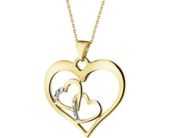 Zawieszka z żółtego złota z diamentami - serca - 0,01 ct - próba 375