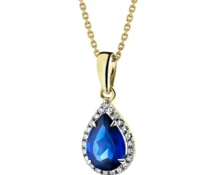Zawieszka z żółtego złota z diamentami i szafirem syntetycznym - próba 375