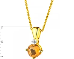 Zawieszka z żółtego złota z diamentem i cytrynem - próba 585