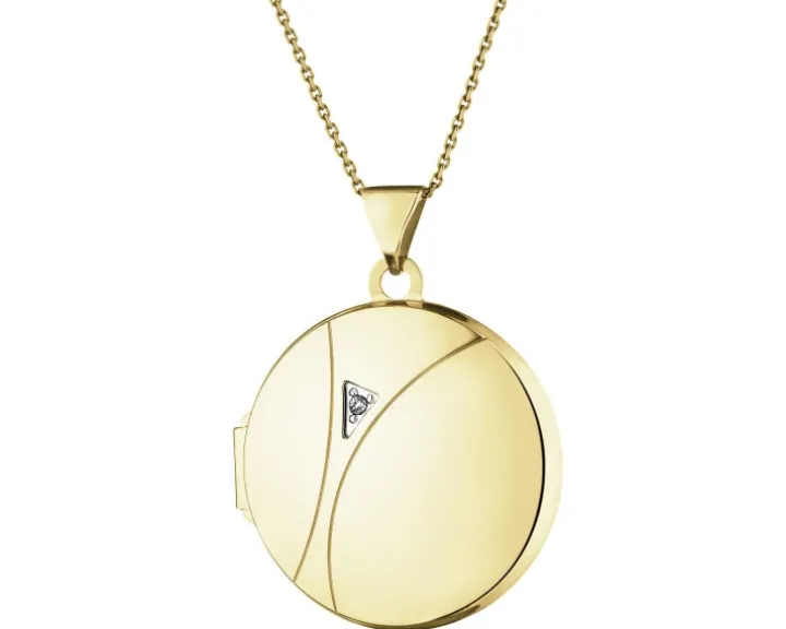 Zawieszka z żółtego złota z diamentem - puzderko - 0,005 ct - próba 375