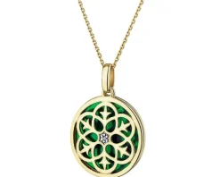 Zawieszka z żółtego złota z diamentem i emalią - rozeta - 0,004 ct - próba 375