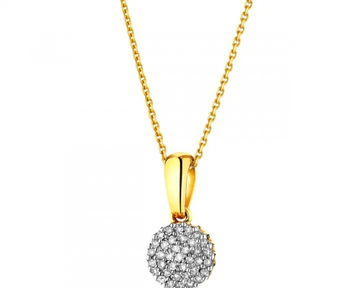 Zawieszka z żółtego złota z diamentami - 0,09 ct - próba 585