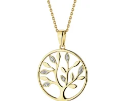 Zawieszka z żółtego złota z diamentami - drzewko - 0,01 ct - próba 585