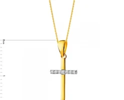 Zawieszka z żółtego złota z diamentami - krzyż - 0,02 ct - próba 375