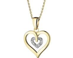 Zawieszka z żółtego złota z diamentami - serca - 0,01 ct - próba 375