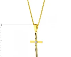 Zawieszka z żółtego złota z diamentem - krzyż - 0,005 ct - próba 585