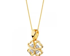 Zawieszka z żółtego złota z diamentami - koniczyna - 0,02 ct - próba 375