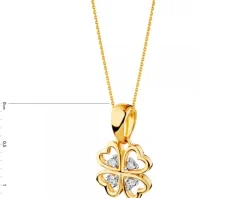 Zawieszka z żółtego złota z diamentami - koniczyna - 0,02 ct - próba 375