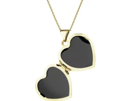 Zawieszka z żółtego złota z diamentem - puzderko - serce - 0,01 ct - próba 585