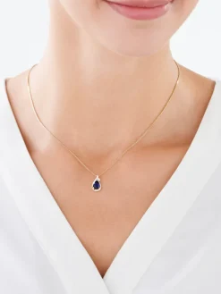 Zawieszka z żółtego złota z diamentem i szafirem syntetycznym - próba 375