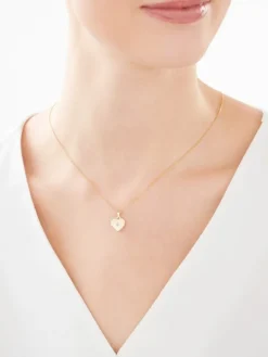 Zawieszka z żółtego złota z diamentem - puzderko - serce - 0,005 ct - próba 375