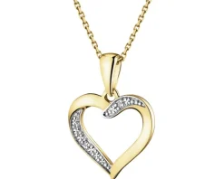 Zawieszka z żółtego złota z diamentami - serce - 0,004 ct - próba 585