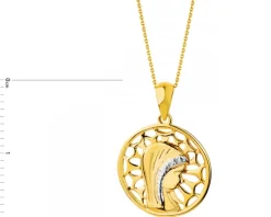 Zawieszka z żółtego złota z diamentami - medalik Matka Boska - 0,006 ct - próba 375