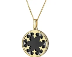 Zawieszka z żółtego złota z diamentami i emalią - rozeta - 0,01 ct - próba 375