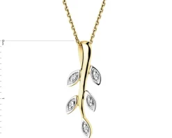 Zawieszka z żółtego złota z diamentami - liście - 0,01 ct - próba 375