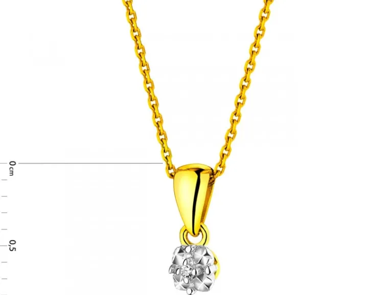 Zawieszka z żółtego złota z diamentem - 0,003 ct - próba 375