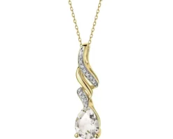 Zawieszka z żółtego złota z diamentami i topazem białym - próba 585