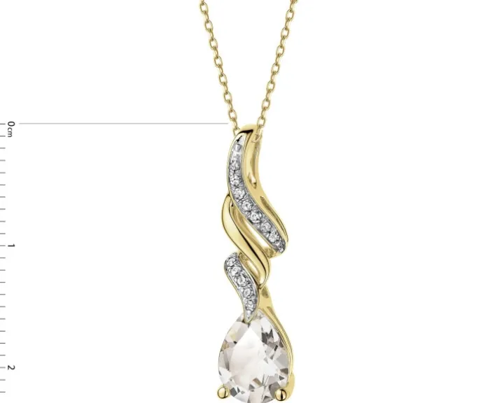 Zawieszka z żółtego złota z diamentami i topazem białym - próba 585