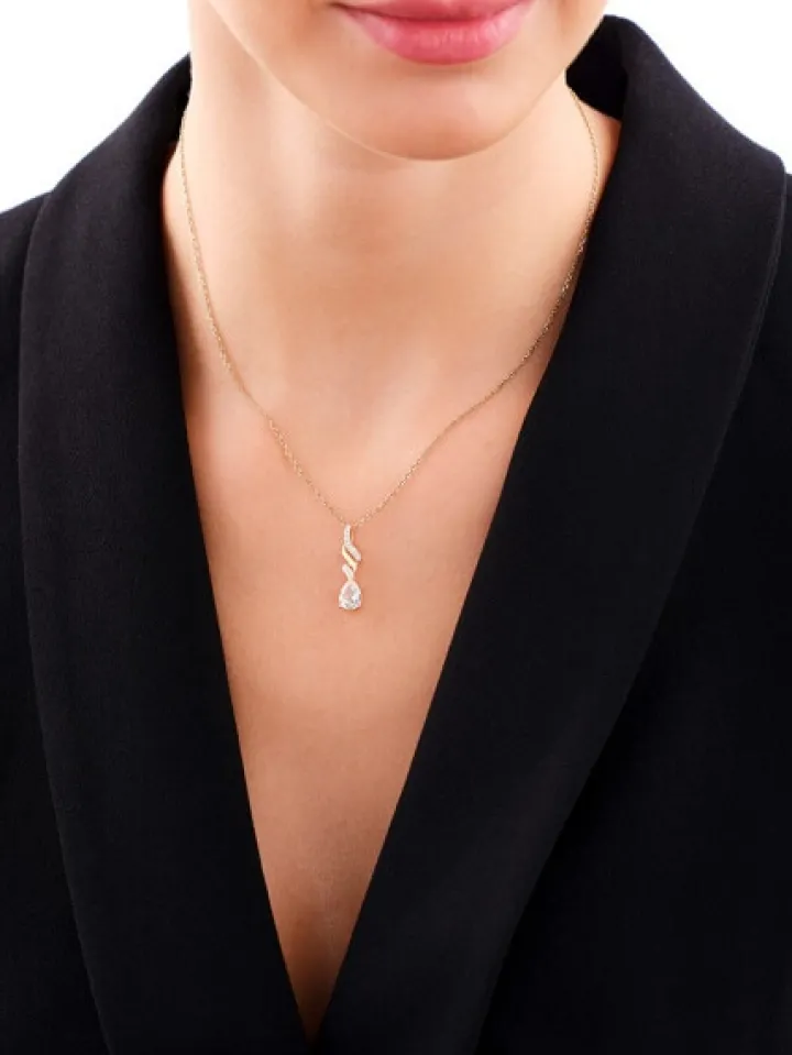 Zawieszka z żółtego złota z diamentami i topazem białym - próba 585