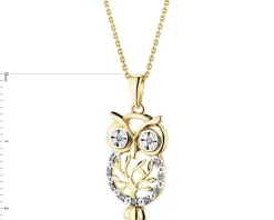 Zawieszka z żółtego złota z diamentami - sowa - 0,03 ct - próba 585
