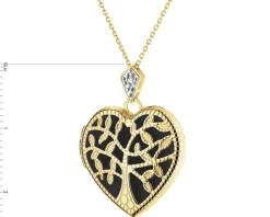 Zawieszka z żółtego złota z diamentem - puzderko - serce, drzewko - 0,005 ct - próba 585