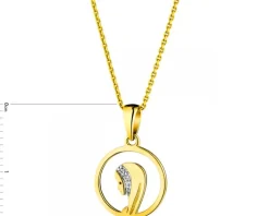 Zawieszka z żółtego złota z diamentami - medalik Matka Boska - 0,006 ct - próba 375
