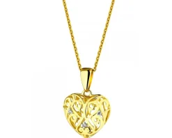 Zawieszka z żółtego złota z diamentami - serce - 0,008 ct - próba 375