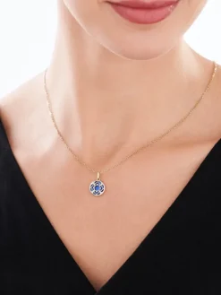 Zawieszka z żółtego złota z diamentami i emalią - 0,01 ct - próba 375