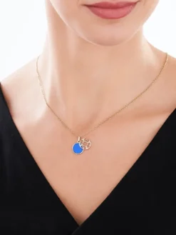 Zawieszka z żółtego złota z diamentami i emalią - 0,01 ct - próba 375