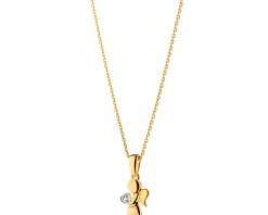 Zawieszka z żółtego złota z diamentami - puzderko - serce - 0,01 ct - próba 375