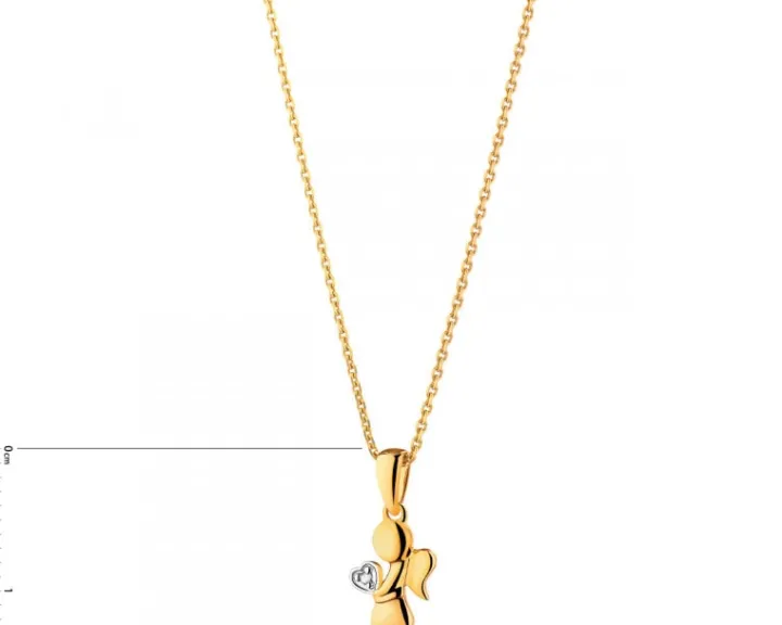 Zawieszka z żółtego złota z diamentami - puzderko - serce - 0,01 ct - próba 375