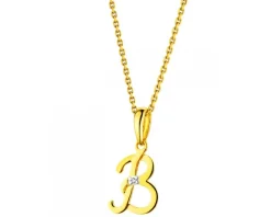 Zawieszka z żółtego złota z diamentem - litera B - 0,004 ct - próba 585