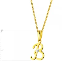 Zawieszka z żółtego złota z diamentem - litera B - 0,004 ct - próba 585