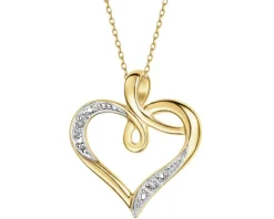 Zawieszka z żółtego złota z diamentami - serce - 0,006 ct - próba 585