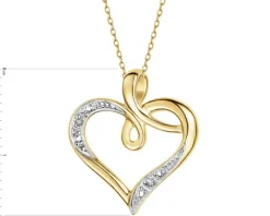 Zawieszka z żółtego złota z diamentami - serce - 0,006 ct - próba 585