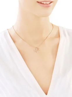 Zawieszka z żółtego złota z diamentami - serce - 0,006 ct - próba 585