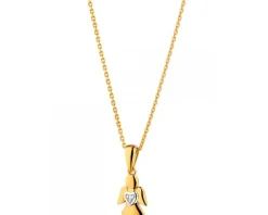 Zawieszka z żółtego złota z diamentem - aniołek, serce - 0,003 ct - próba 585