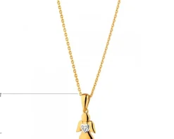 Zawieszka z żółtego złota z diamentem - aniołek, serce - 0,003 ct - próba 585