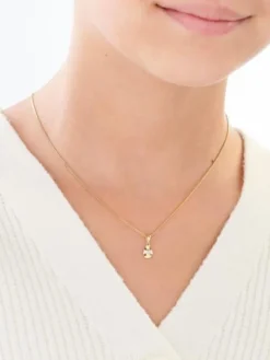 Zawieszka z żółtego złota z diamentem - aniołek, serce - 0,003 ct - próba 585