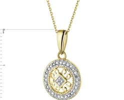 Zawieszka z żółtego złota z diamentami - rozeta - 0,08 ct - próba 585