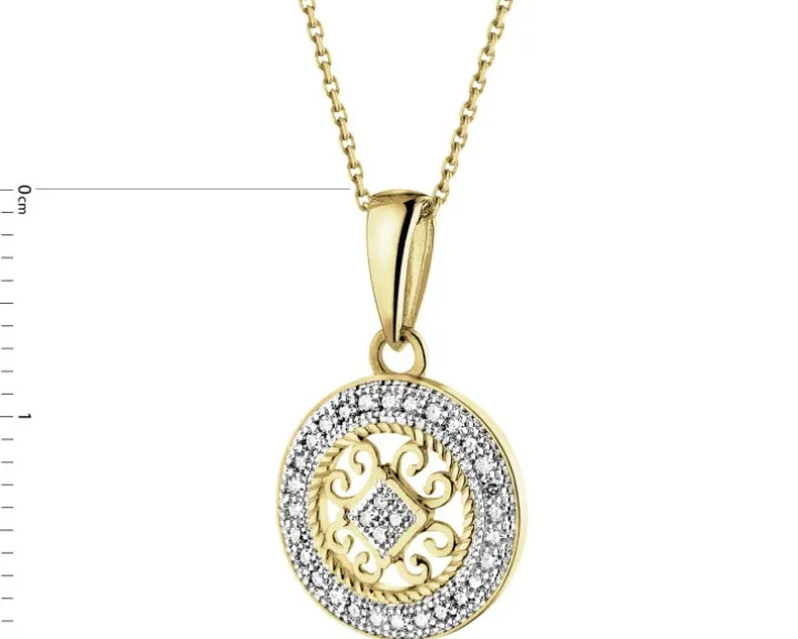 Zawieszka z żółtego złota z diamentami - rozeta - 0,08 ct - próba 585