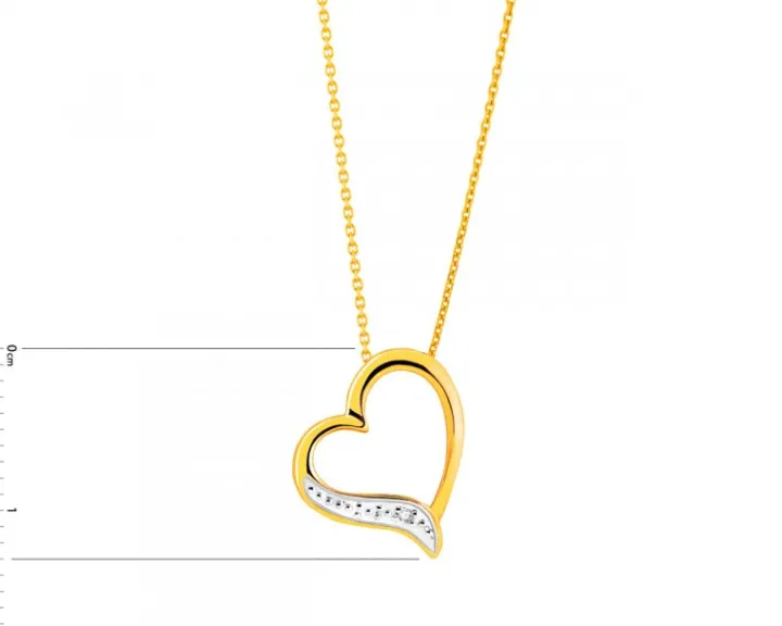 Zawieszka z żółtego złota z diamentem - serce - 0,005 ct - próba 375