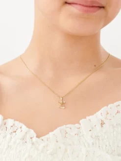 Zawieszka z żółtego złota z diamentem - aniołek, serce - 0,003 ct - próba 375