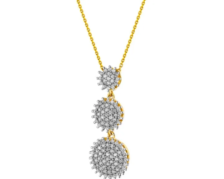 Zawieszka z żółtego złota z diamentami - 0,32 ct - próba 585