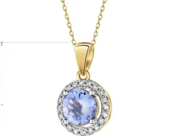 Zawieszka z żółtego złota z diamentami i tanzanitem - próba 585