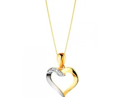 Zawieszka z żółtego złota z diamentem - serce - 0,002 ct - próba 585