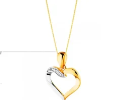 Zawieszka z żółtego złota z diamentem - serce - 0,002 ct - próba 585